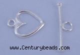 SSC28 5pcs 11*14mm heart 925 sterling silver toggle clasps